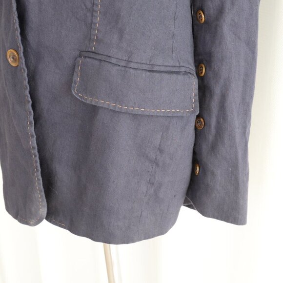 ARJE Nora Linen Blazer Navy Button Sleeves Sz XS - Picture 7 of 10